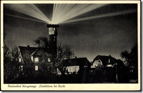 Postkarte Leuchtturm bei Nacht Wooge